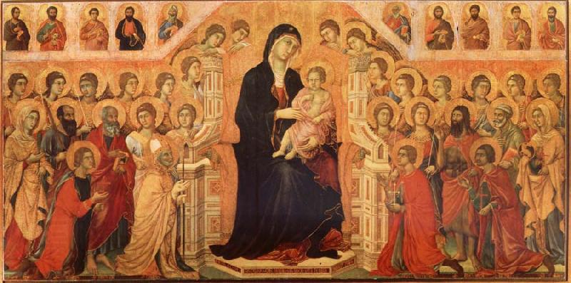 Duccio di Buoninsegna Maria and Child throning in majesty, hoofddpaneel of the Maesta, altar piece oil painting picture